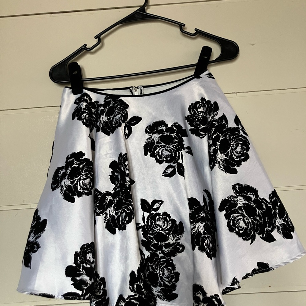 City Triangles Black Floral Skater Skirt